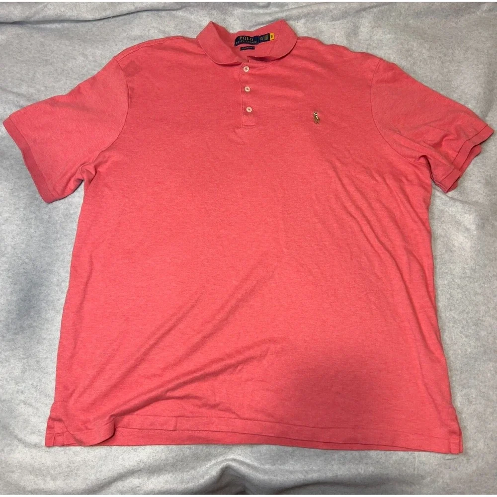 Polo Ralph Lauren Shirt Mens XXL Pink Classic Fit Marl Heather Flesh Pony Preppy